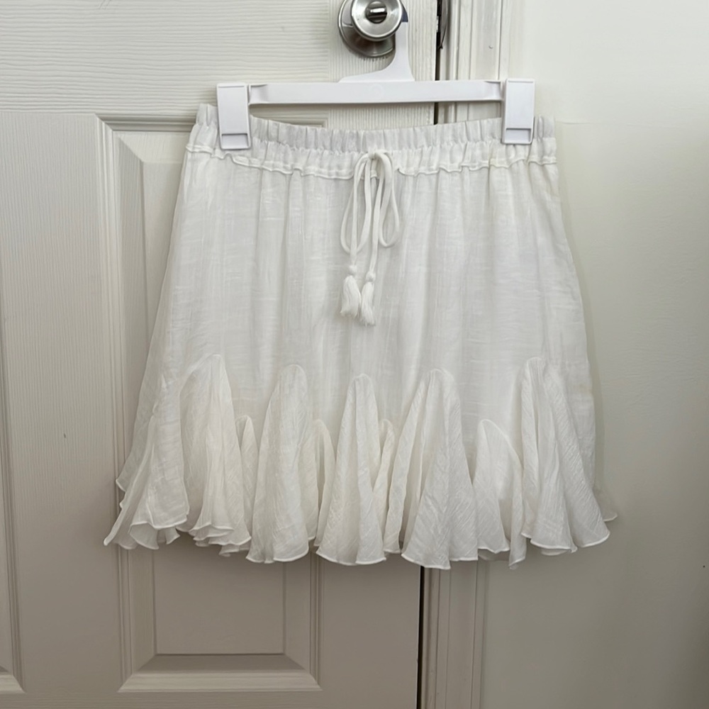 White gauzy mini skirt